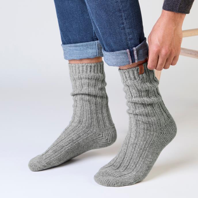 totes toasties® Mens Chunky Thermal Wool Blend Slipper Socks (Twin Pack) Grey / Green Extra Image 7